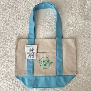 Trader Joe’s Mini Pastel Canvas Tote Bag – BLUE NWT